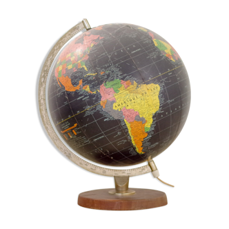 Black earth globe old wood base