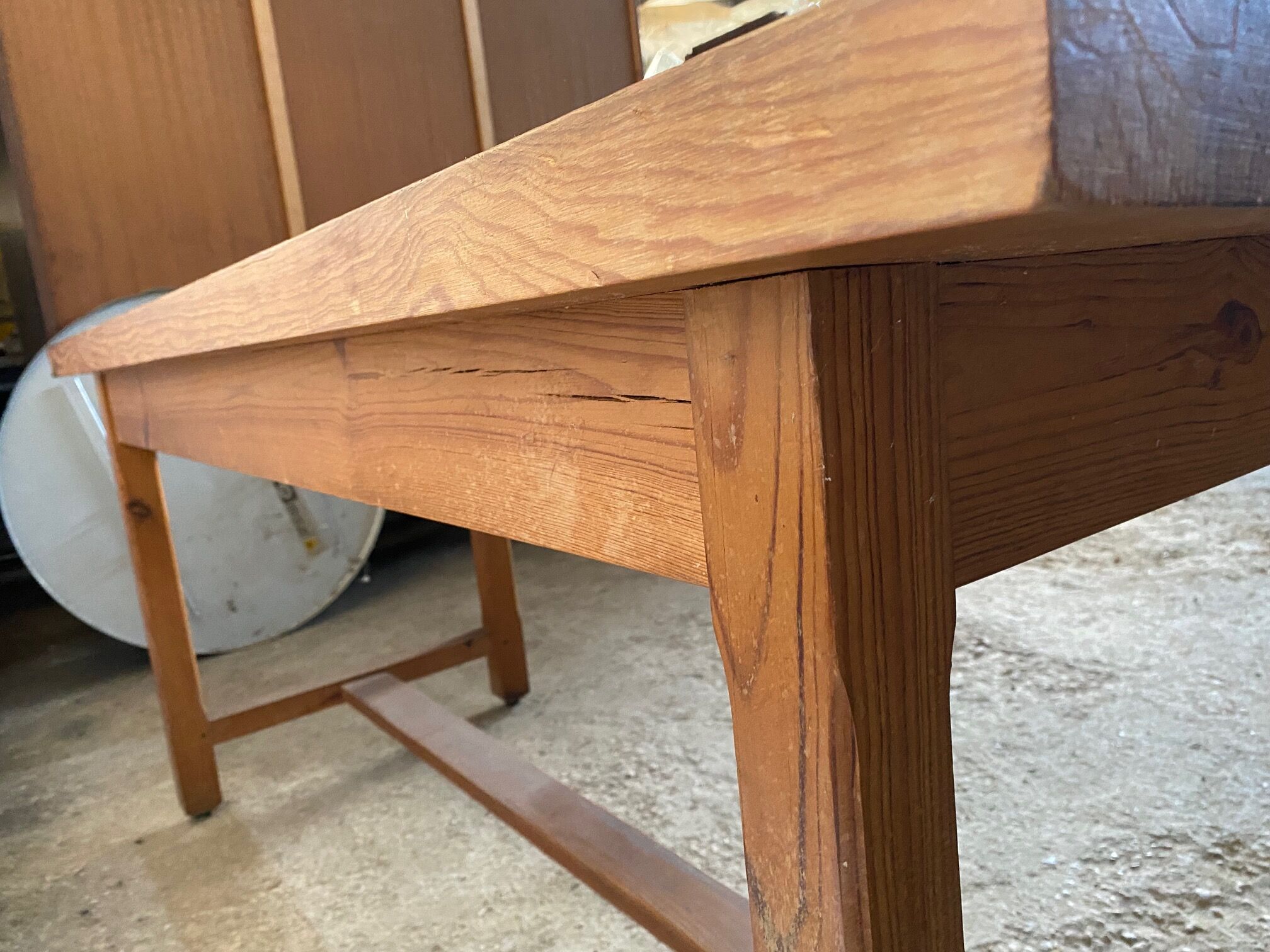 Solid pine dining farmhouse table with 2 drawers 1950 160x69x74cm