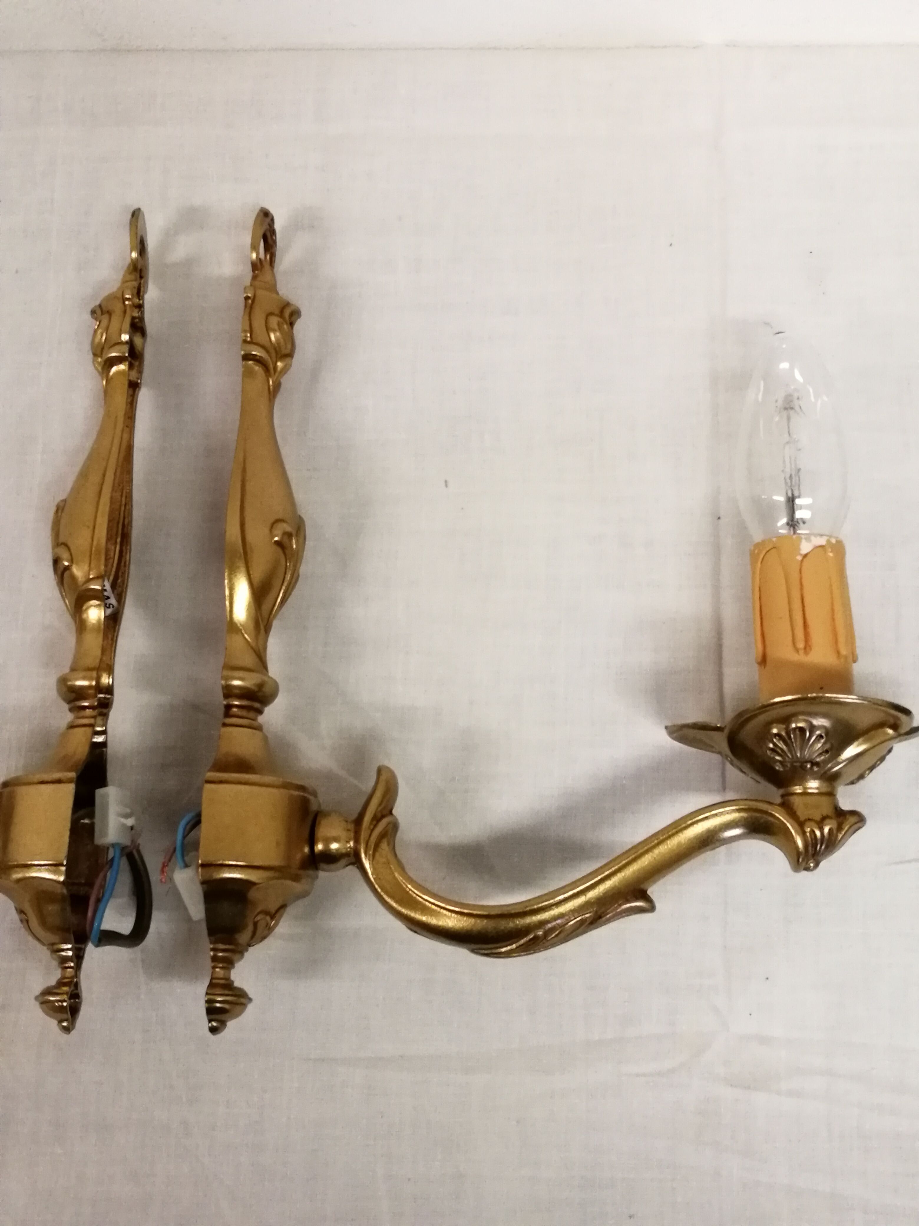 Pair of true bronze wall lamps