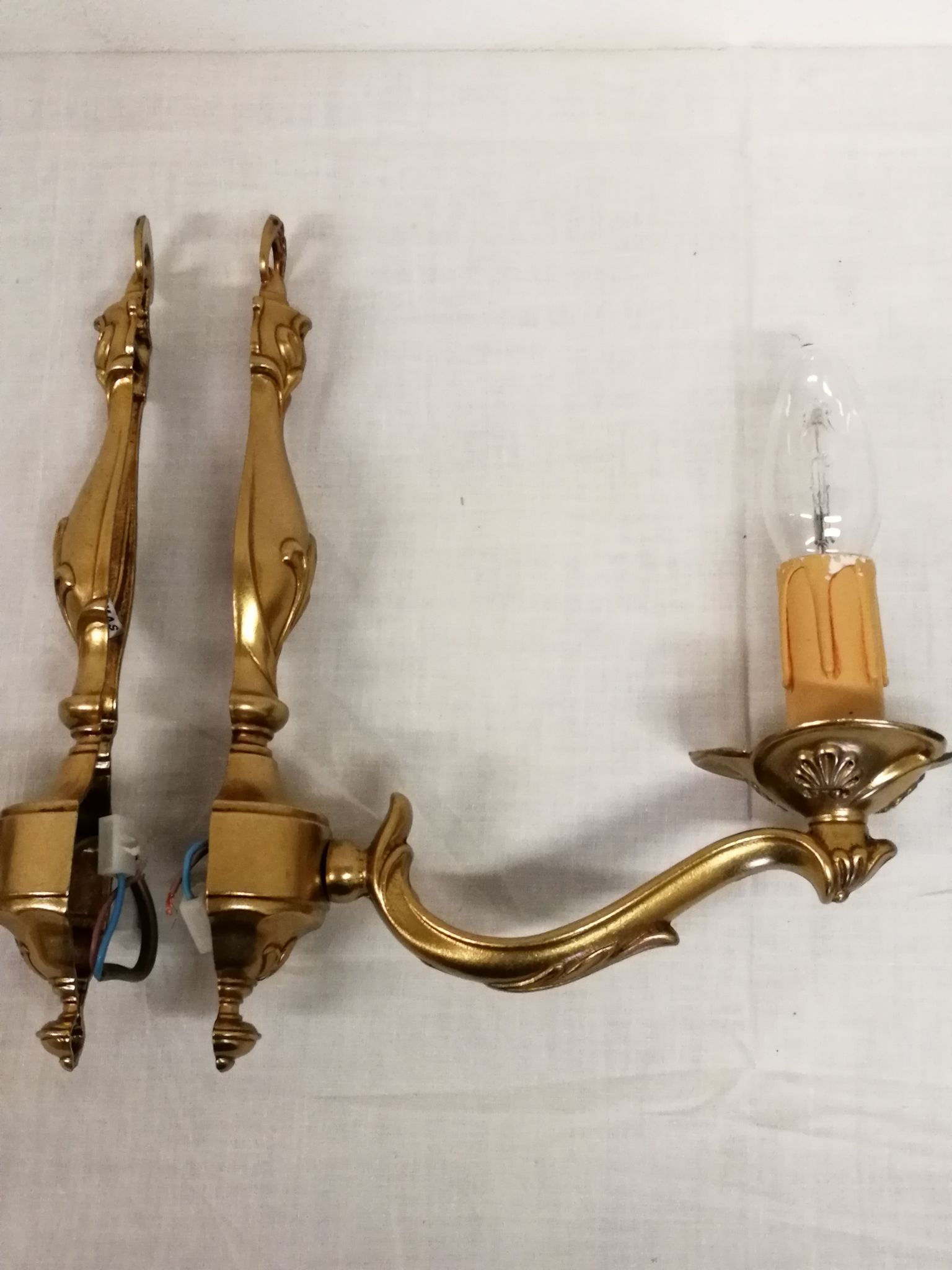 Pair of true bronze wall lamps