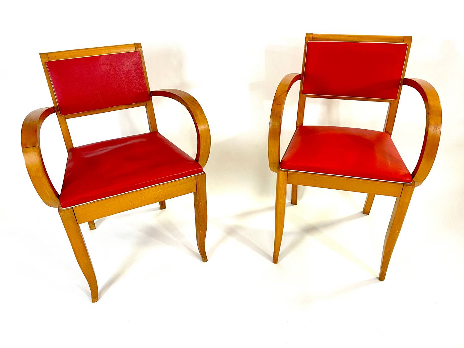 Pair of 50s Red Bridge Armchairs