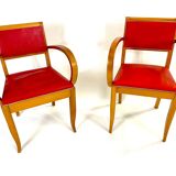 Pair of 50s Red Bridge Armchairs
