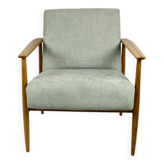 Fauteuil danois en tissu vert, années 1970