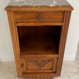 Bedside in oak and marble top