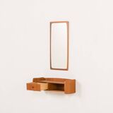 Miroir scandinave en teck du milieu du siècle avec console, années 1960