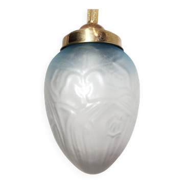Lámpara "Art Nouveau" de latón y cristal. España, 1930s.