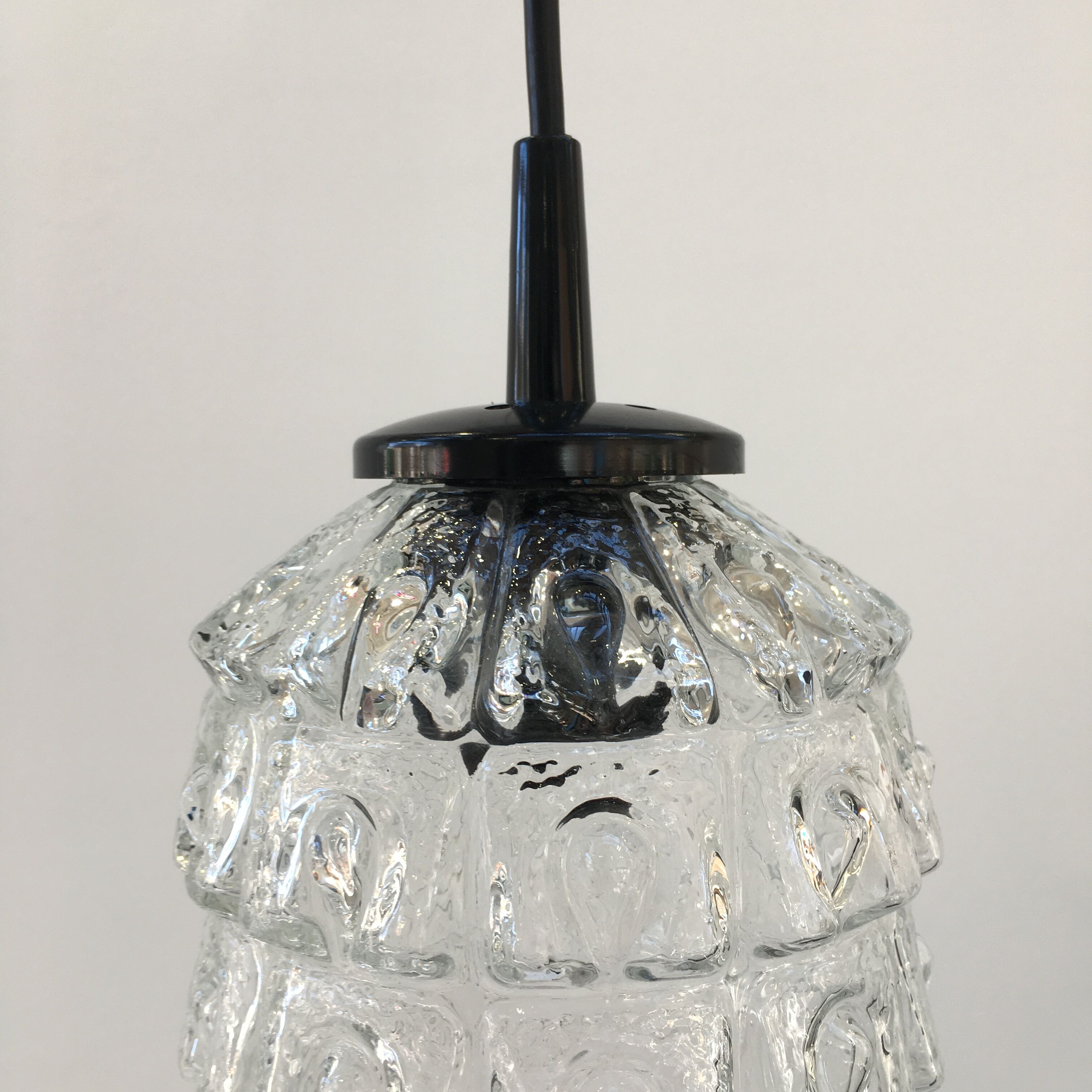 Vintage glass pendant lamp 70s