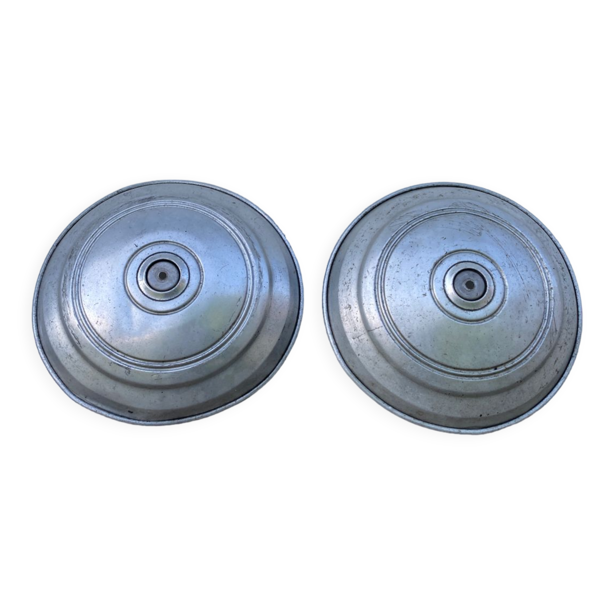 Pair of industrial pendant lamp JT in gray metal / vintage luminaire