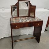 Coiffeuse art deco en acajou miroir triptyque