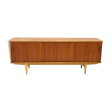 Scandinavian row in teak and oak, suede, 1960