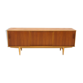 Scandinavian row in teak and oak, suede, 1960