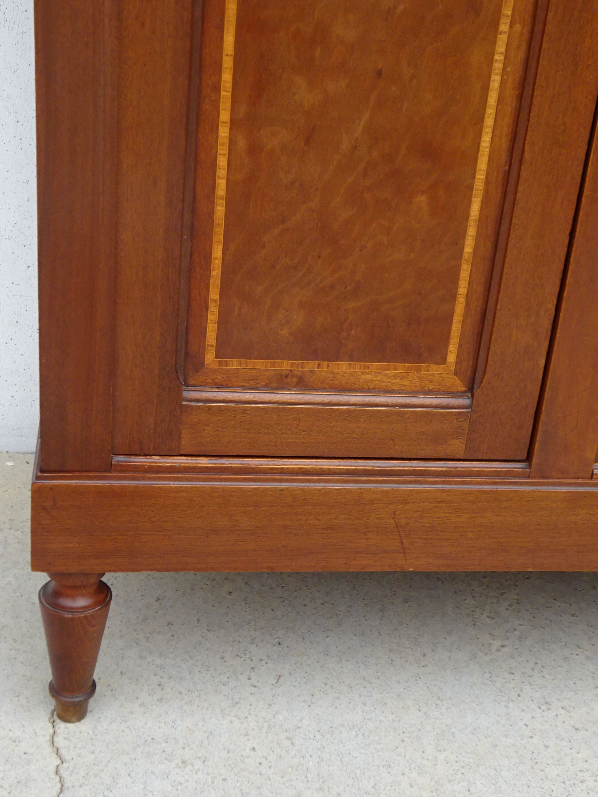 Louis XVI style wardrobe late nineteenth century, mahogany and marquetry