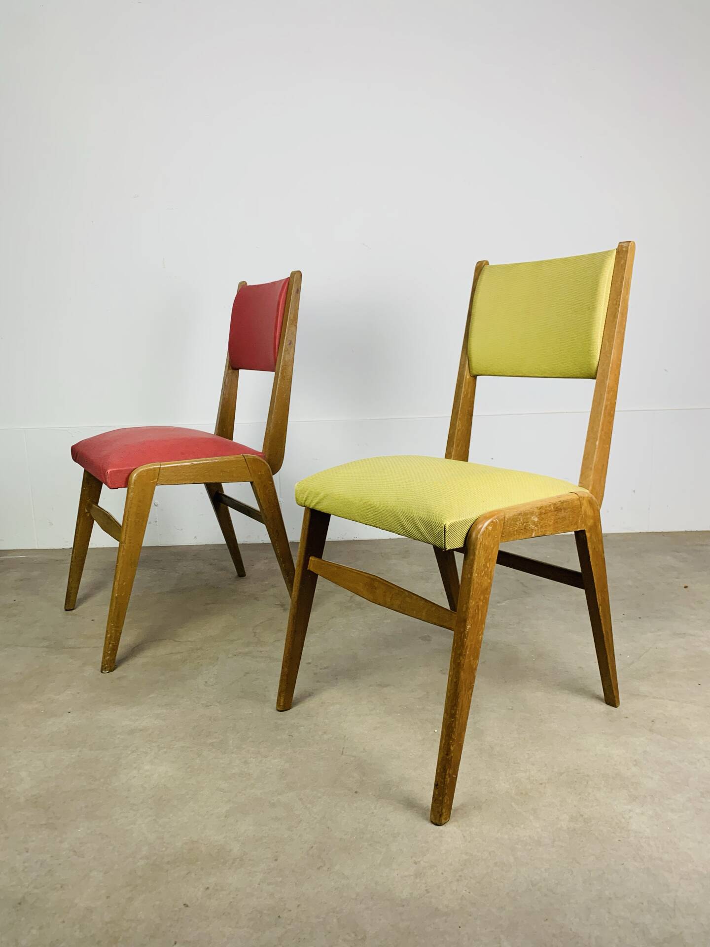 Pair of 50's style reconstruction chairs, wood
