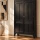 Renovated black Art Deco Parisian wardrobe