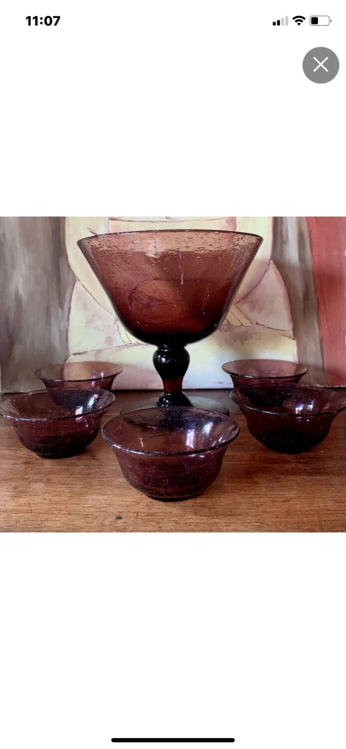 Vintage blown glass Biot service