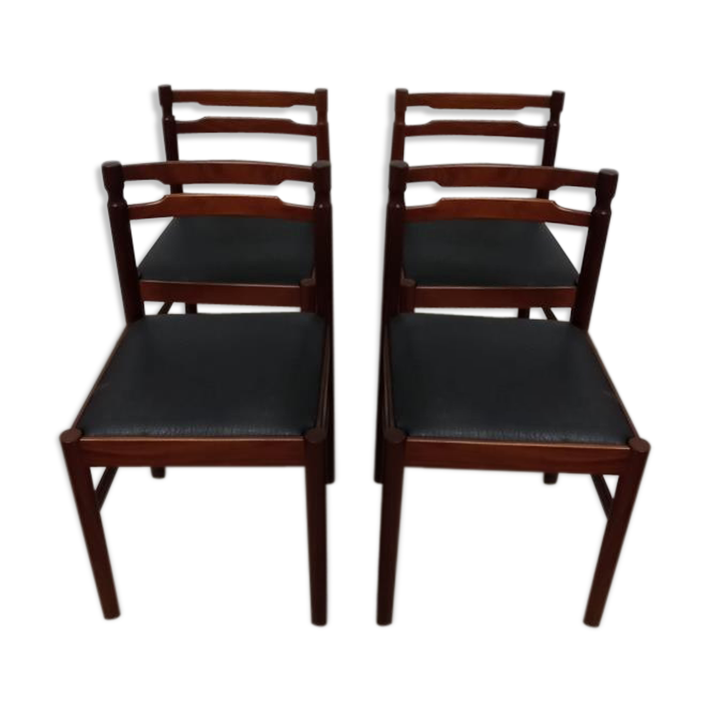 Lot of 4 chairs wood and skai