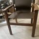 Leather and ash armchair in walnut brown (new)