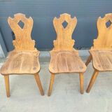 Set of 6 brutalist oak dining chairs, 1960