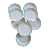 8 Lunéville Régence green water gold flat plates circa 1960