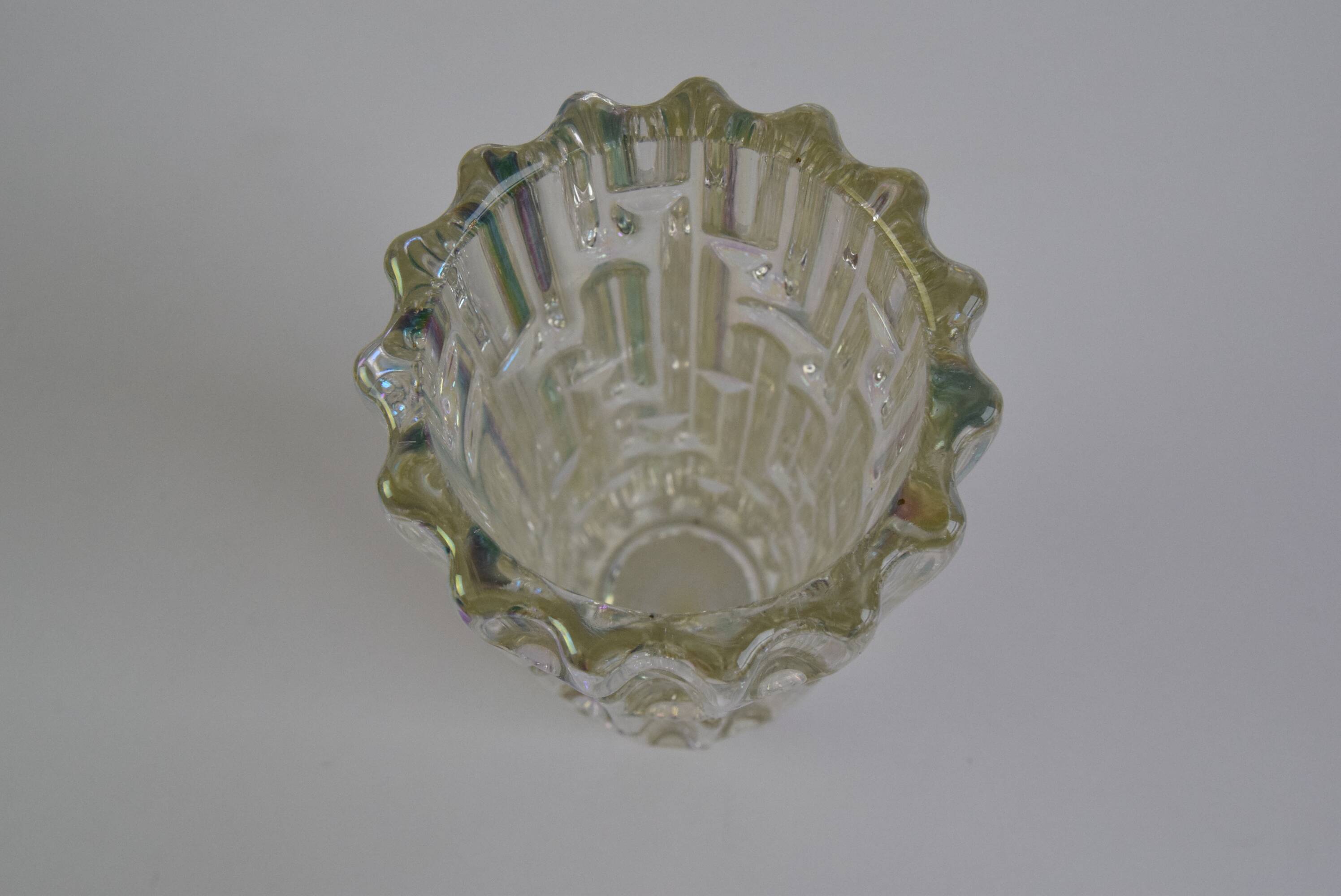 Original Frantisek Vizner Glass ´Maze´ Vase for sklo union Rosice 1960s