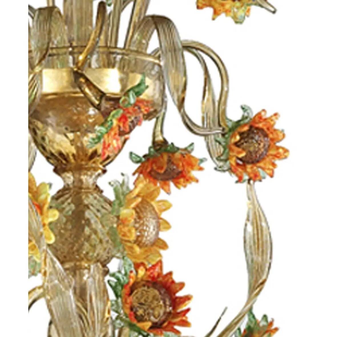 Artistic Venetian “Sunflowers” Murano Glass Chandelier