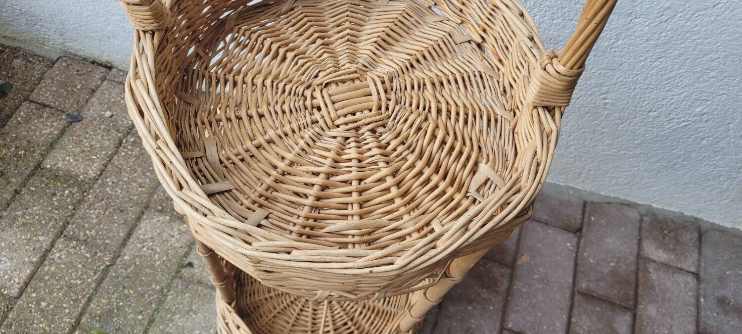 Vintage rattan bar trolley