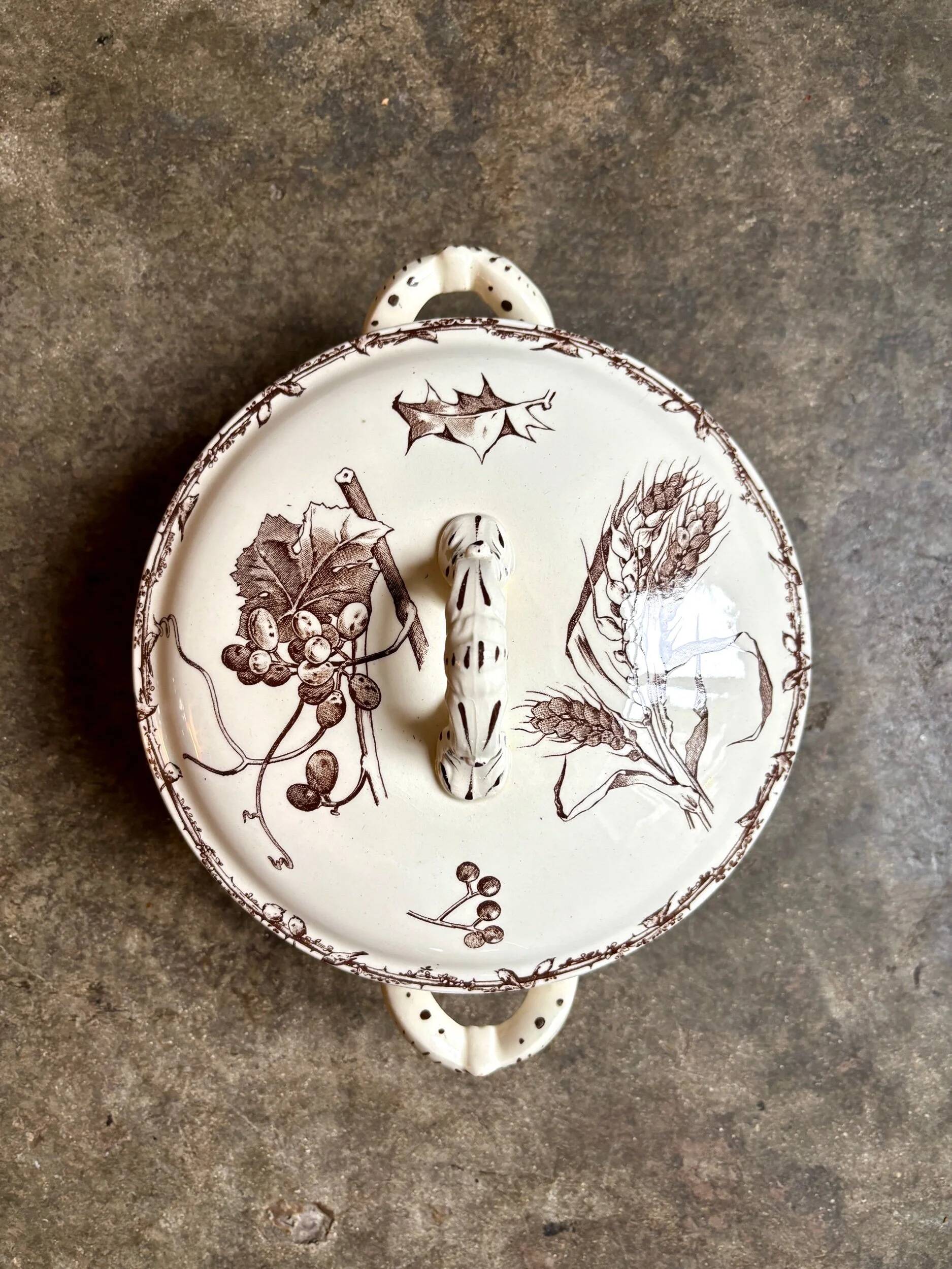 Small brown ironstone tureen by HB & Cie