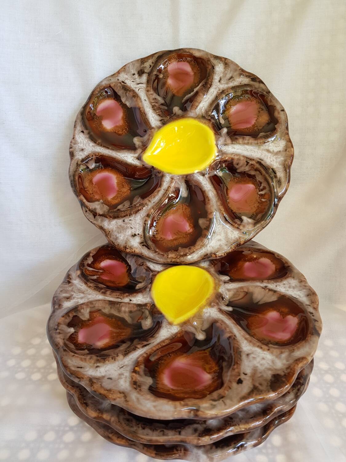 Set de 4 assiettes à huîtres en céramique Vallauris plats de service