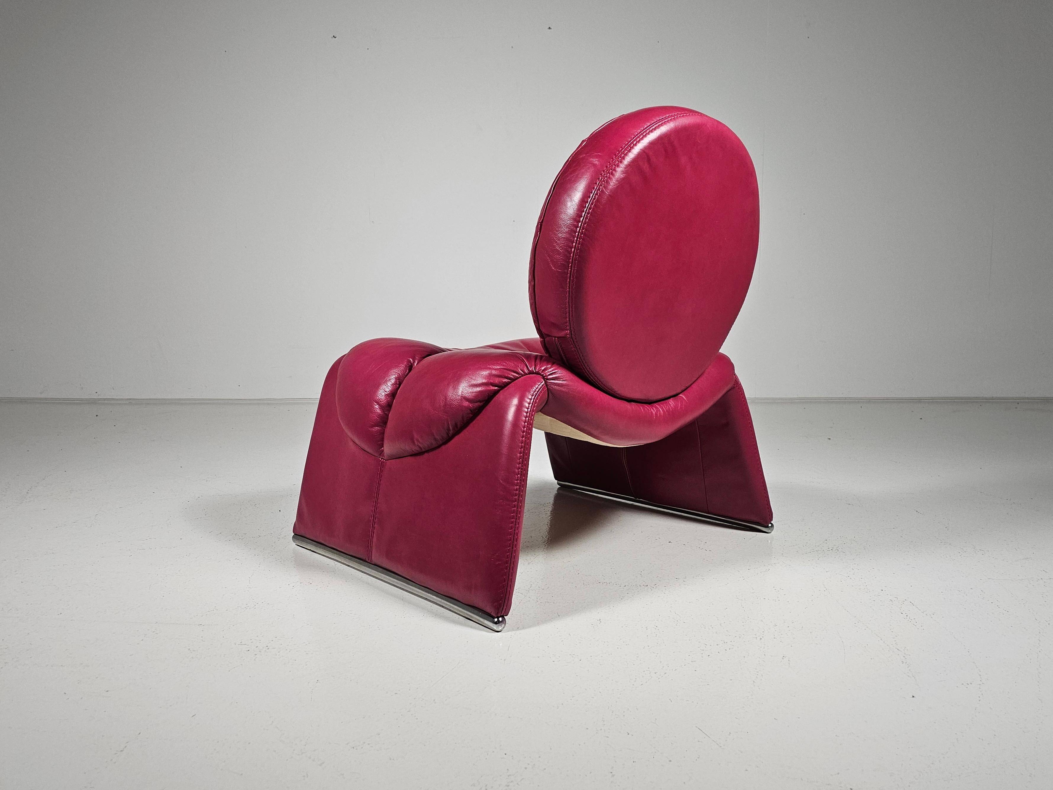 Calypso pink chaise longue by Vittorio Introini for Saporiti, Italy, 1970.