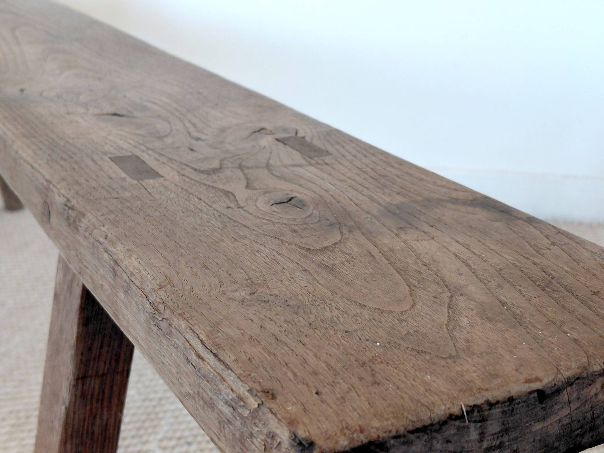 Large raw workshop bench with dowels - wabi-sabi spirit 175 cm
