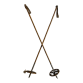 Pair of old leather and reed ski poles