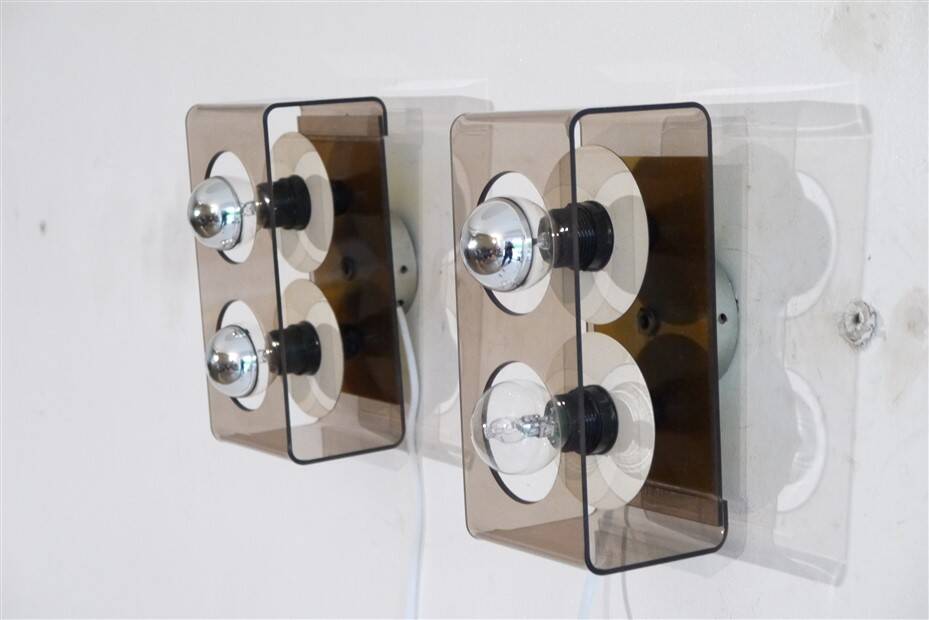 Plexiglas wall lights by Jocelyne Trocmé 1970