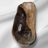 Vintage olive wood tray, serving dish, trinket, brutalist