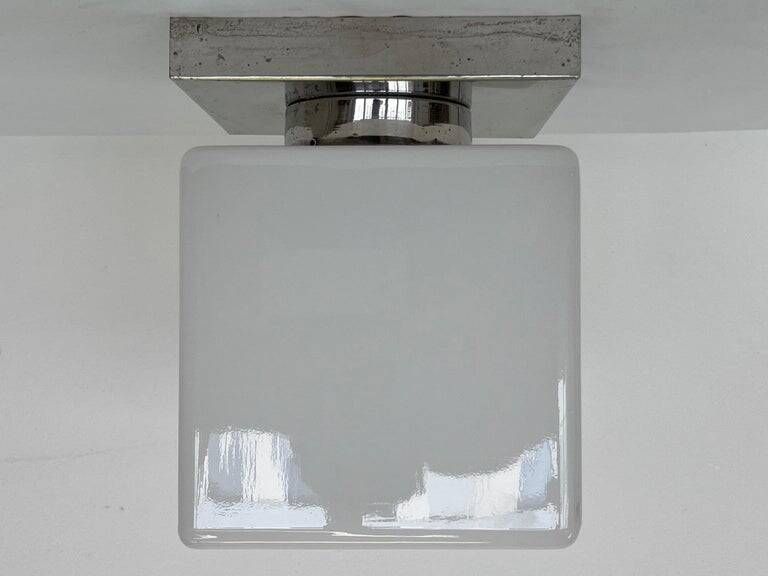 Ceiling lamp / flush mount 'Bauhaus in chrome and glass, 1930s