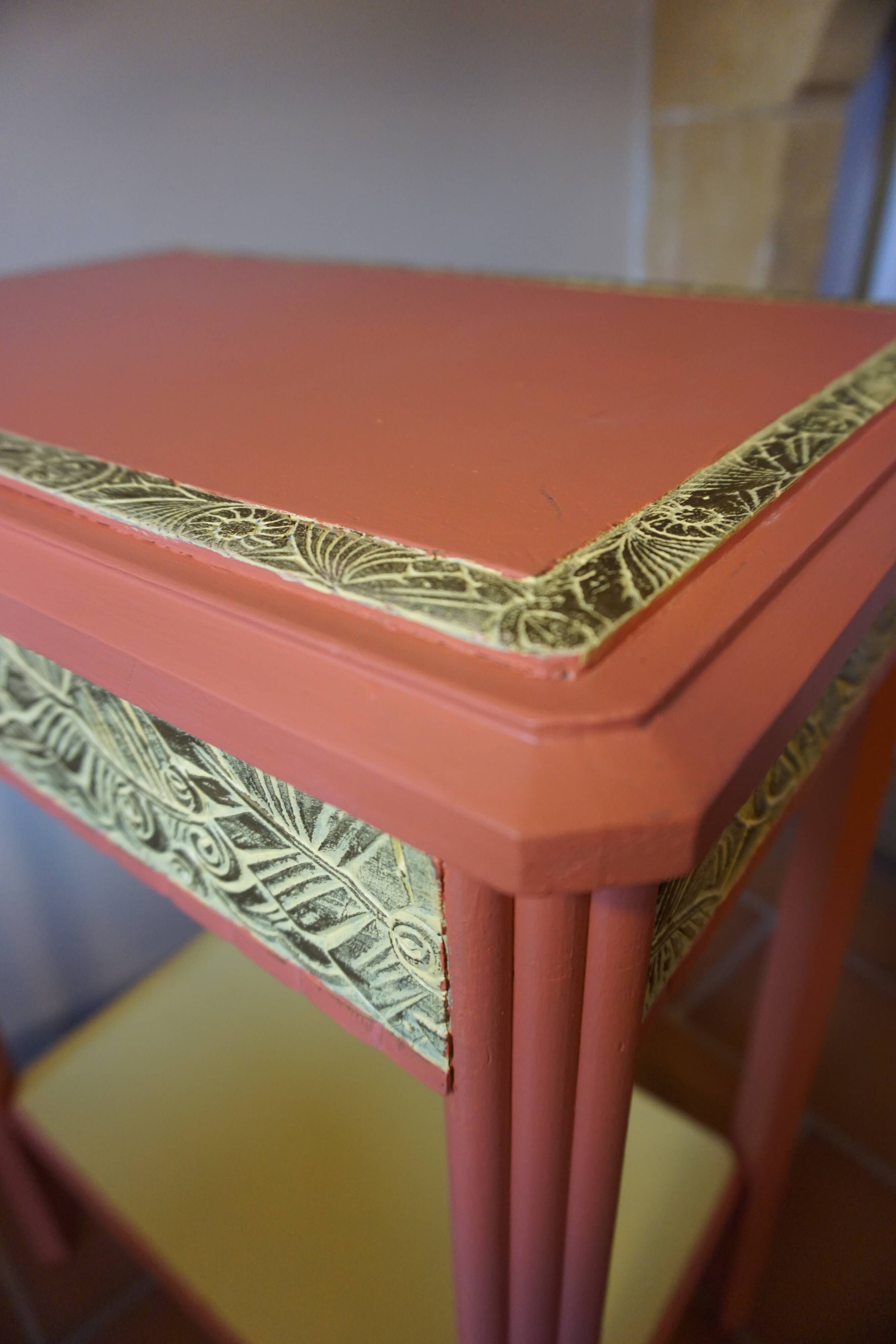 Art Deco painted wood side table - 1930s