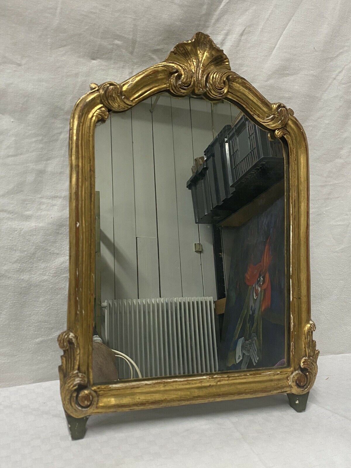 Wooden mirror and gilded stucco decoration palmette era Louis XV 18th 31x45cm