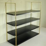 Black and gold metal wall shelf from the 1960s