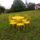 Yellow wrought iron garden room