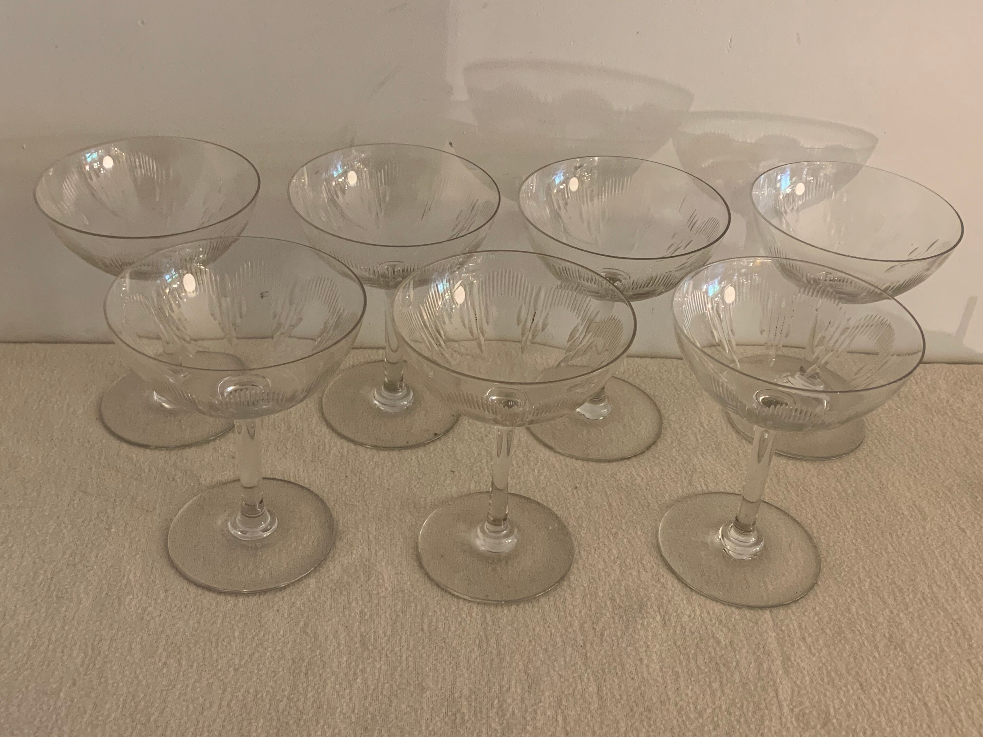 7 cut crystal champagne glasses