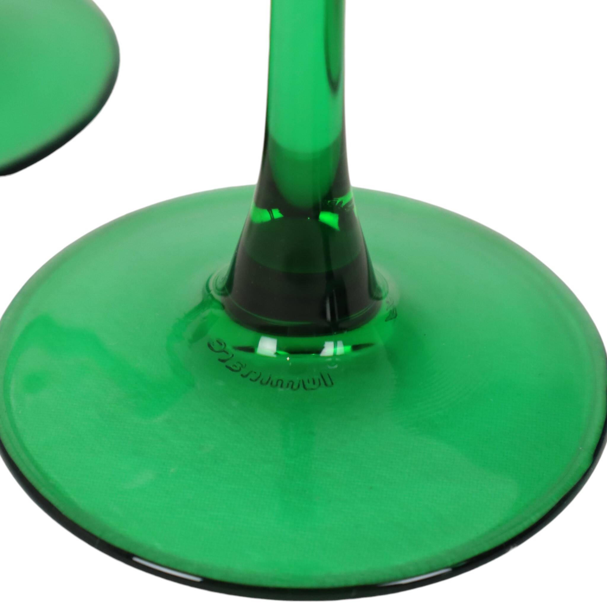Set of 4 Vintage Luminarc Alsace Wine Glasses Narrow Green Stems
