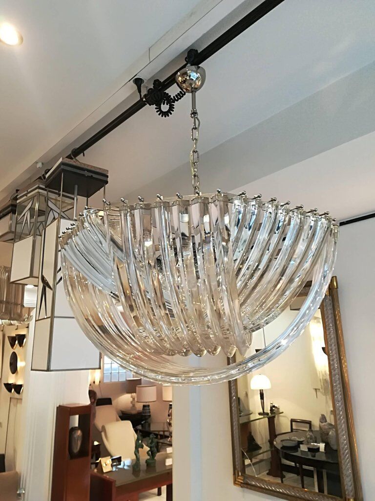 Lustre en cristal courbé de Murano