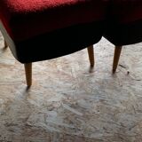 Mid-Century Stools or Ottomans in Red and Black, 1950s, Set of 2