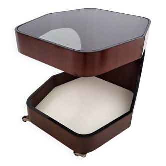 Table basse italienne vintage sur roulettes, années 1970