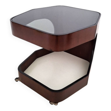 Table basse italienne vintage sur roulettes, années 1970