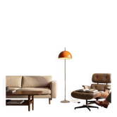 Lampadaire vintage chromé avec abat-jour orange