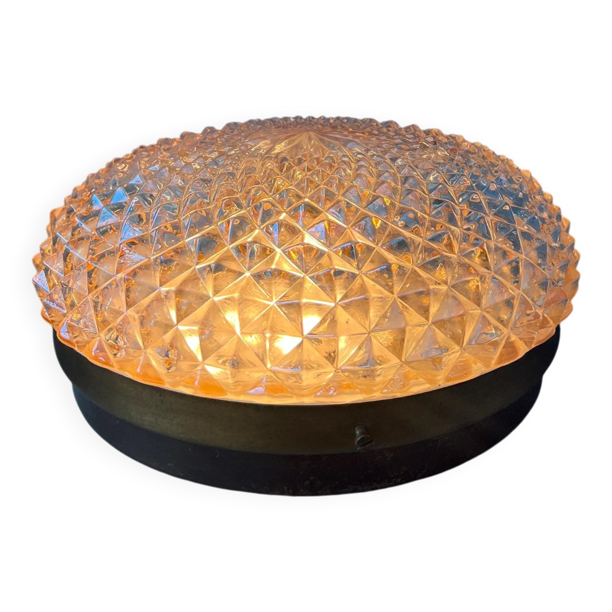Plafonnier encastré Mid-Century en verre cristal