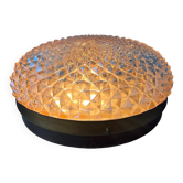 Mid-Century recessed ceiling light in crystal glass