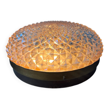 Mid-Century recessed ceiling light in crystal glass