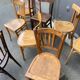 Set of 10 mismatched curved wood bistro chairs from the 1950s-60s
