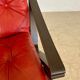Vintage danish retro reclining lounge chair & stool in red leather by komfo